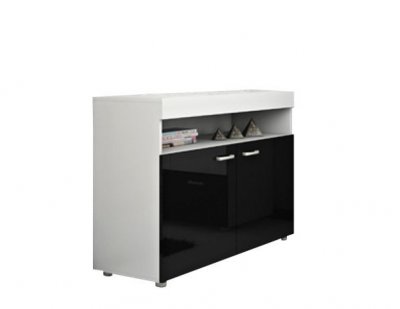 Komoda Max 01, bílá/ černý lesk
